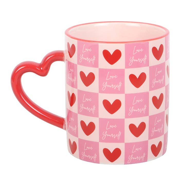 Love Yourself Valentine's Day Mug with Heart Handle