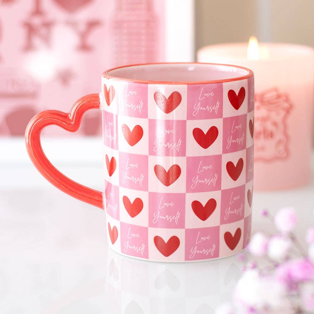 Love Yourself Valentine's Day Mug with Heart Handle